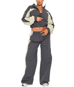 Ensembles de survêtement de sport pour femmes personnalisés, ensembles de jogging avec fermeture éclair, pantalons de jogging d'entraînement, coupe-vent en nylon, ensembles de survêtement - Product Image 1