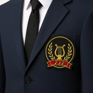 Handmade Custom Gold Wire Crest Elegant Bullion Embroidered Eco-Friendly Nickel-Free Badge for Choir Music Societies Safety-<b>Pin</b> - Product Image 5