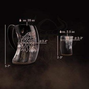 Tasse en corne naturelle faite à la main en corne de buffle avec finition rustique parfaite pour la boisson sur le thème des Vikings et les articles de décoration intérieure uniques - Product Image 2