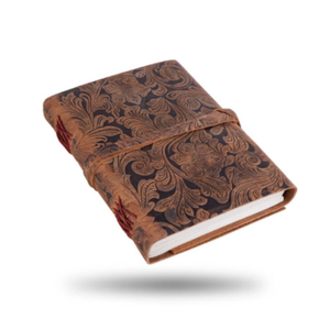 Antique Embossed Leather Promotional <b>Notebook</b> Handmade Garden Flower Sketching Journal with Deckle-Edge Key Shadows for Writing - Product Image 4