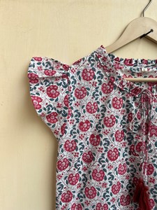 Vestido corto de algodón con estampado de bloque de mano para mujer, minivestido corto de verano con cuello Halter, decoración de borlas, estilo informal, 100% algodón - Product Image 2