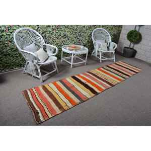 Tapis turc vintage 2,6x10,8 pi (78x328 cm), tapis persan rouge - Product Image 2