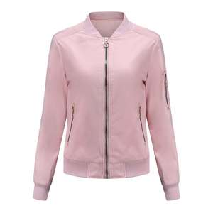 Chaqueta Deportiva Estilo Universitario para Mujer, Modelo Más Reciente, Cuello Alto, Bolsillos Laterales con Cremallera, Logotipo Personalizado Impreso, Satén Impermeable - Product Image 6