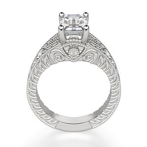 Anillo de aniversario con vástago dividido oculto de diamante de corte esmeralda para mujer - Product Image 2