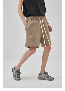 Short bouclé en coton à double brin à la mode avec bordure à double couche et pantalon décontracté ample - Product Image 5