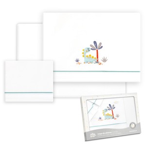 Lot de 3 draps de lit bébé pour poussette, motifs dinosaures et palmiers, 100 % coton tissé, motif dessin animé - Product Image 1