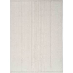 Tapis en laine rayé ivoire Contour - HWP-03 - Classique fait main 9x12 - Grande surface - Hauteur de poils en viscose - Pour la maison, le couloir - Rectangulaire - Product Image 1