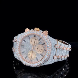 Reloj de Pulsera de Lujo para Hombre, Estilo Hip Hop, Totalmente Cubierto de Diamantes VVS, en Plata de Ley 925, Diseño Urbano - Product Image 1