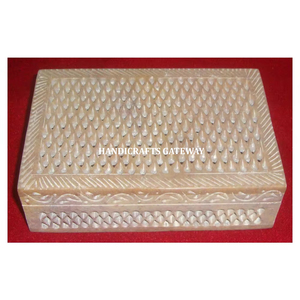 Caja de joyería tallada de esteatita Natural de diseño increíble hecha a mano india, caja de regalo de boda pulida con acabado fino de forma Rectangular - Product Image 1