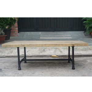 Handmade Industrial Style <b>Pine</b> Wood Living Room Coffee <b>Table</b> Convertible Oak Tea <b>Table</b> with Pipe Legs-TT68006 - Product Image 4