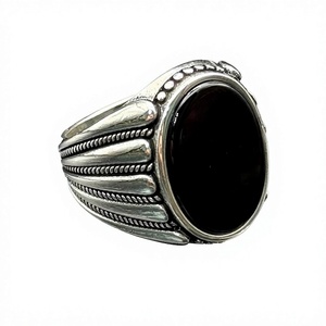 Handmade Ottoman Vintage Turkish Jewelry Men's Black Onyx Silver <b>Ring</b> Hip-Hop Style Masculine <b>Statement</b> <b>Ring</b> for Engagement - Product Image 1