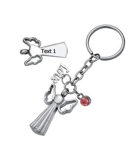 Porte-clés commémoratif de prière Aile d'ange Bijoux de crémation Collier d'urne pour cendres humaines Chaîne adaptée aux femmes hommes Taille personnalisée - Product Image 5