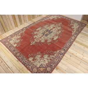 Tapis vintage surdimensionné 8x12,2 pieds (244x371 cm), tapis turc rouge patchwork - Product Image 1