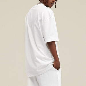 Camiseta negra de lujo, Camiseta de algodón de peso pesado, Camiseta lisa con hombros caídos para hombres - Product Image 2