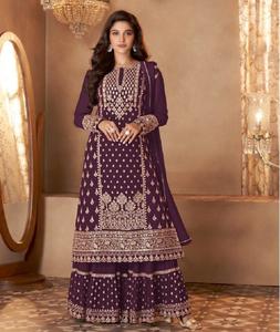 El último traje Salwar Kameez de estilo indio y pakistaní floreciente Georgette con trabajo de secuencia pesada para ropa de festival de boda - Product Image 1
