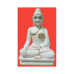Best Quality Durable Handmade White Marble Sitting Position Lord Buddha <b>Statue</b> For Decoration And Worship Purpose In Best Price - Product Image 5
