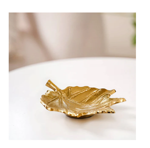 Bol décoratif en laiton Conception de feuille Artisanat Premium Quality Golden Leaf Shape Article décoratif Offre Spéciale - Product Image 2