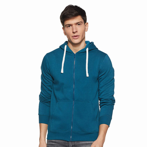 Sudadera con capucha y cremallera de longitud completa para hombre personalizada con estampado de hojaldre bordado, chándal con cordón y bolsillo de canguro, proveedor - Product Image 1