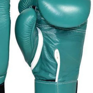 Gants de boxe professionnels en cuir vert avec fermeture velcro pour l'entraînement et le sparring, pour hommes et femmes - Product Image 5