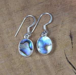 เปลือกหอยเป๋าฮื้อสเตอร์ลิงเงินรูปไข่ต่างหูทำด้วยมือเครื่องประดับของขวัญสำหรับวันครบรอบของเธอ - Product Image 2