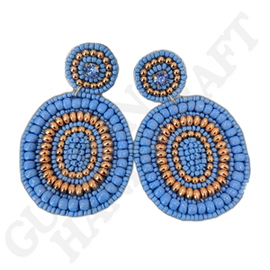 Pendientes florales bohemios hechos a mano, joyería bordada en forma de flor multicolor, costura de algodón artesanal hábilmente - Product Image 2