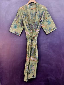 Sàn Chiều Dài Rừng In Bông Kimono Áo Choàng Áo Ngủ Áo Choàng Áo Choàng Tắm Beachwear Womens Mặc Quá Khổ Thân Thiện Với Môi Món Quà Giáng Sinh - Product Image 4