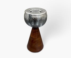 Brûleur d'encens Bakhoor en bois de luxe et en métal martelé avec gobelet amovible et brûleur d'Oud arabe pour une utilisation au Moyen-Orient et pendant le Ramadan - Product Image 1