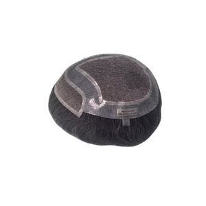 Perruque en cheveux humains vierges Remy indiens, toupet, vague naturelle, trame unique pour prothèse capillaire en dentelle Taz - Product Image 5