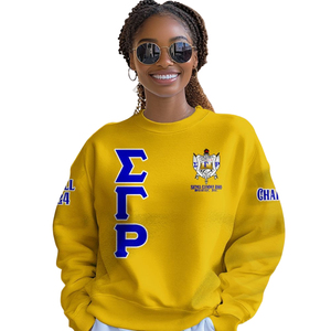 Sweat-shirt à col rond bleu et or Sigma Gamma Rho Sorority 1922, vêtements grecs, polaire premium, pull pour femme, tenue d'hiver tendance - Product Image 4