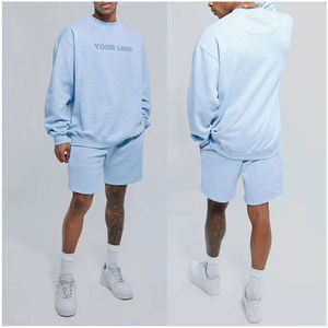 Conjunto de pantalones cortos y camisas con logotipo personalizado del fabricante Conjunto de dos piezas para correr 100% algodón para hombre - Product Image 3