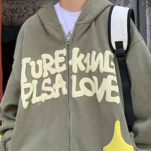 เสื้อฮู้ดผ้าฝ้ายปักลายแบบกำหนดเอง,เสื้อฮู้ดพิมพ์ลายพองขนาดใหญ่พิเศษซักด้วยกรดน้ำหนักเบา - Product Image 6