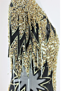 Vestido de noche sin mangas adornado en oro con cuentas a mano de lujo elegante vestido de fiesta Formal de malla transparente vestido Maxi de alta costura personalizado - Product Image 2