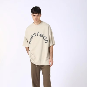 T-shirt vierge personnalisé de haute qualité impression logo graphique surdimensionné poids lourd Streetwear col rond t-shirts personnalisés pour hommes - Product Image 2