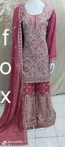 Nouveau lourd Georgette indien pakistanais Designer robe russe Palazzo costume adultes longs cousus mariages d'été - Product Image 2