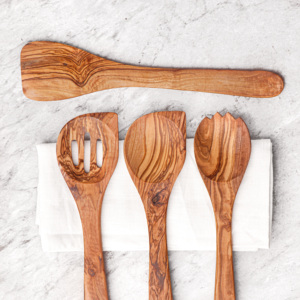 Juego de Cucharas de Cocina de Madera de Olivo, Estilo Vintage, Hechas a Mano, Utensilios de Cocina con Mango Largo, Ecológicas, para Remover y Servir, Venta al Por Mayor - Product Image 6