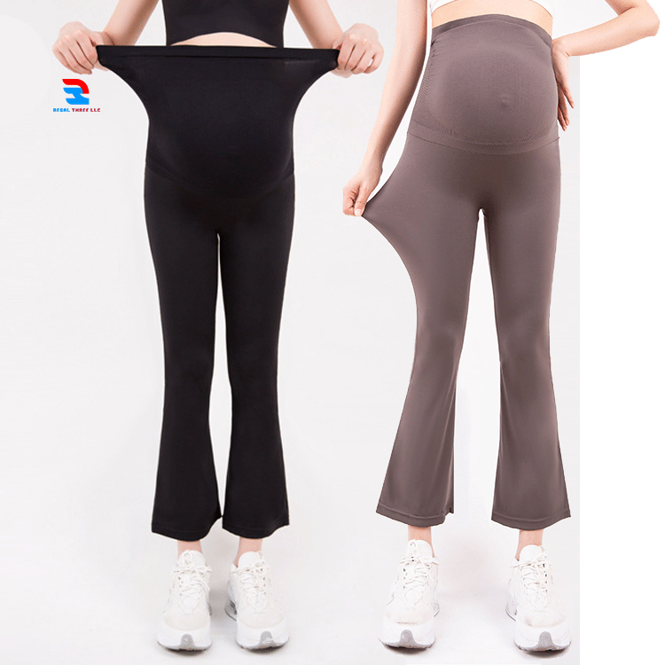 Women's Maternity High Waist Scrunch Butt Flare Gym Leggings Quick Dry Compression Casual Wear Elastic Waist Closure Solid Yoga