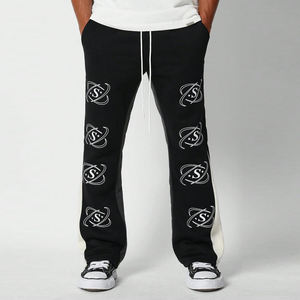 Dernier modèle de pantalon de jogging décontracté en molleton de coton pour hommes Pantalon de survêtement baggy droit évasé à jambe large Pantalon streetwear ample - Product Image 1