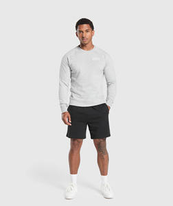 <b>Mens</b> Light <b>Grey</b> Raglan Crewneck <b>Sweatshirt</b> Custom Logo Heavyweight Long Sleeve Pullover Crew Neck Casual Streetwear OEM ODM - Product Image 5