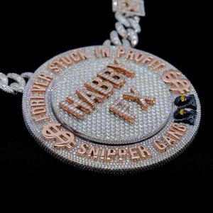 Colgante de letra personalizado para hombre con diamante de moissanita redondo y Baguette Plata de Ley 925 chapado en oro estilo Hip Hop - Product Image 3