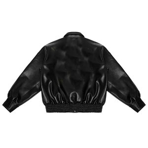 Blouson de baseball avec logo brodé personnalisé en cuir pour hommes - Product Image 2