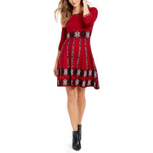 Abito in Maglia di Nylon A-Line con Stampa Floreale da Donna Taylor, Taglia Grande, Lavabile, con Decorazione a Bottoni, Disponibile in Rosso Medio - Product Image 1