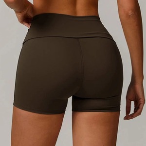 Pantalones cortos de gimnasio de talla grande de cintura alta para mujer, Bermudas sólidas para entrenamiento, pantalones cortos de Yoga, levantamiento de glúteos, cintura media de punto, calle alta - Product Image 2