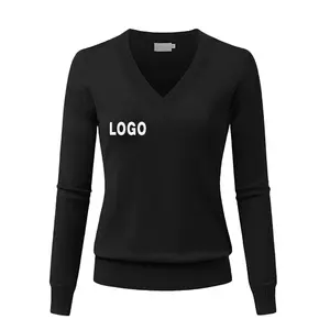 2023 Latest Design Custom women's Casual Wool Pullover Sweater v Neck Plus Size Knit Thin Sweater for womens made in india