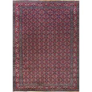 Tapis en laine noué à la main Aalam grande surface 9x12, motif géométrique abstrait rectangulaire pour entrée de maison, rouge-orange, tapis de chambre Paem-360 - Product Image 1