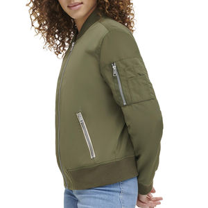 Chaqueta Bomber para mujer Logotipo personalizado Color sólido y diseño Casual Manga larga con cremallera Chaqueta Bomber para mujer - Product Image 3