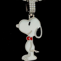 Mignon assis chiot chien émail pendentif colliers pour femmes enfants Animal de compagnie fidèle ami 925 étourneau bijoux en argent pendentif