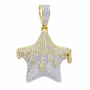 2.5ct สตรีทรงกลมดีไซน์รูปดาวเพชรโตขึ้นจี้ฮิปฮอปเทียบกับความชัดเจนของสีเครื่องประดับทอง14K - Product Image 1