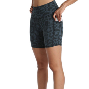 กางเกงขาสั้นโยคะออกกำลังกายผ้าสแปนเด็กซ์/โพลีเอสเตอร์ ระบายอากาศ แห้งเร็ว พิมพ์ลายได้ตามต้องการ เอวสูง ยกกระชับสะโพก เนื้อผ้านุ่ม สำหรับผู้หญิง - Product Image 1