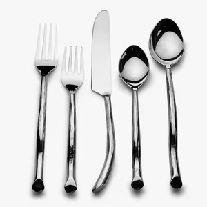 Dining Serving <b>Set</b> Gold Plated Flatware with Long White <b>Beads</b> Handle Twist Design Mirrored Steel Cutlery Sushi Serving <b>Set</b> - Product Image 4