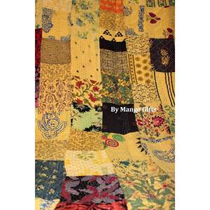100% Cotton Vintage <b>Kantha</b> Quilt Bedspread Queen Size Ralli <b>Throws</b>-Print Pattern Coverlet for Home Use for Hotels - Product Image 3